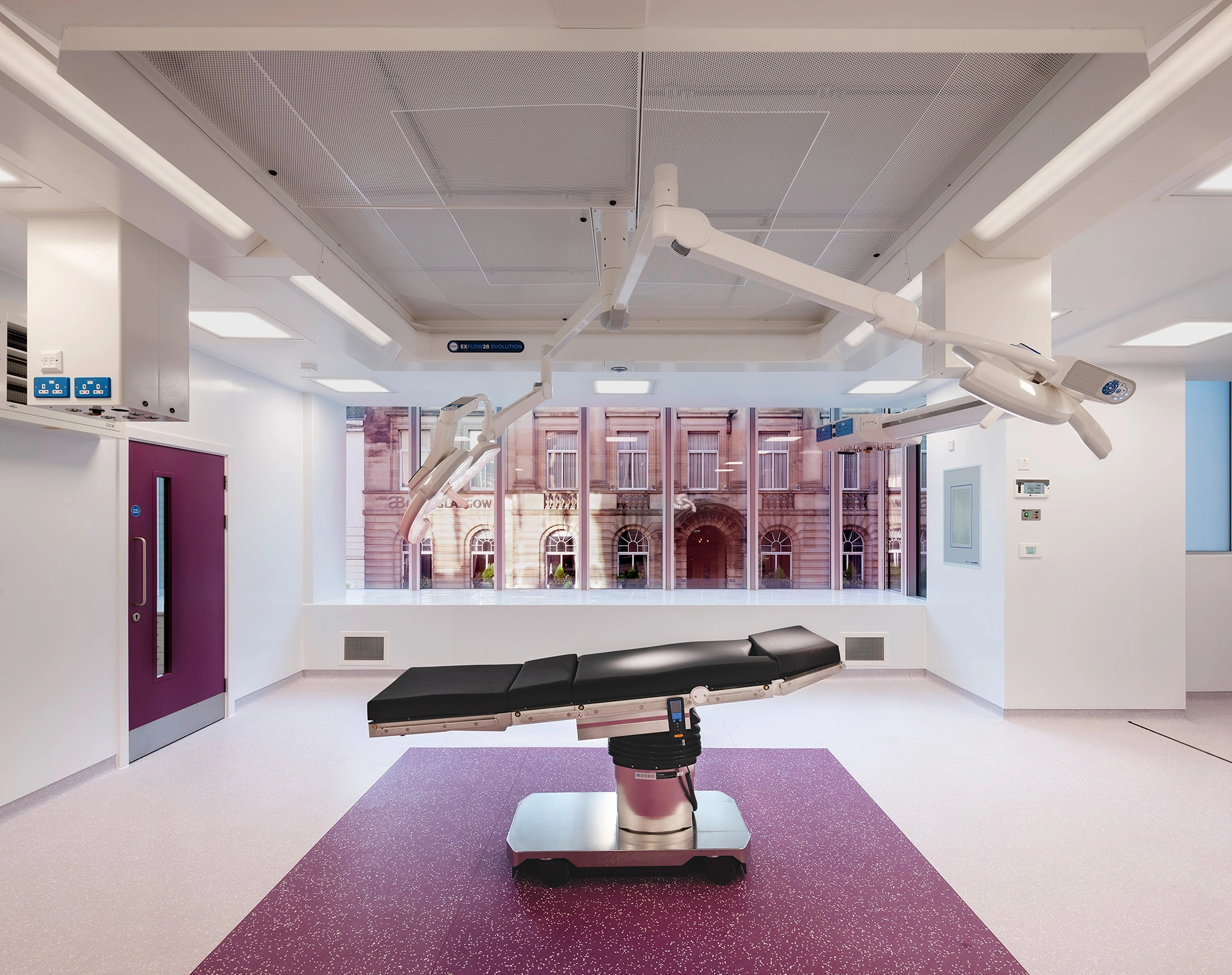State-of-the-art operating theatre in Glasgow's Elanic Hospital with a patient recovery room designed by healthcare specialist architects in Glasgow.