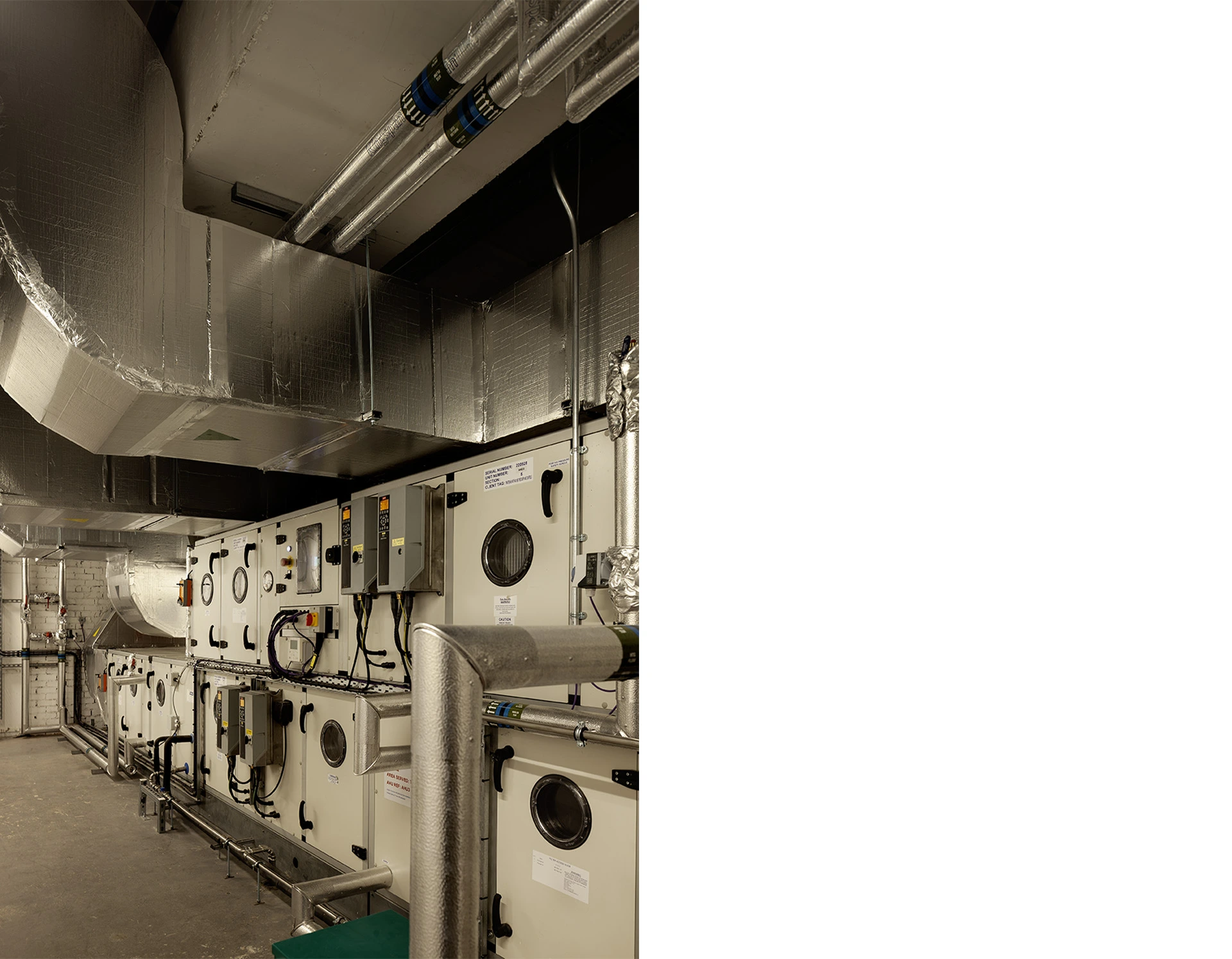 Specialist hospital equipment storage in new repurposed sustainable brutalist hospital in Glasgow.